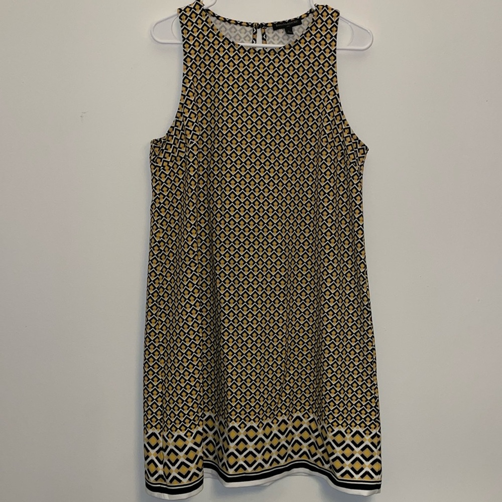 Banana Republic L black, white, &yellow geometric pattern sleeveless dress